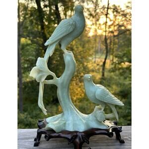 Beautiful Vintage Jadeite Birds Of paradise